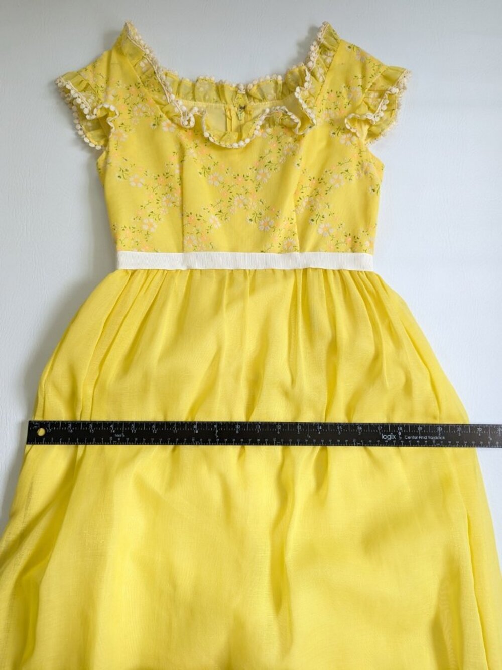 Vintage 70's Lorrie Deb Yellow Prarie Prom Maxi Ruffle Dress XS USA Union Made - Picture 14 of 17